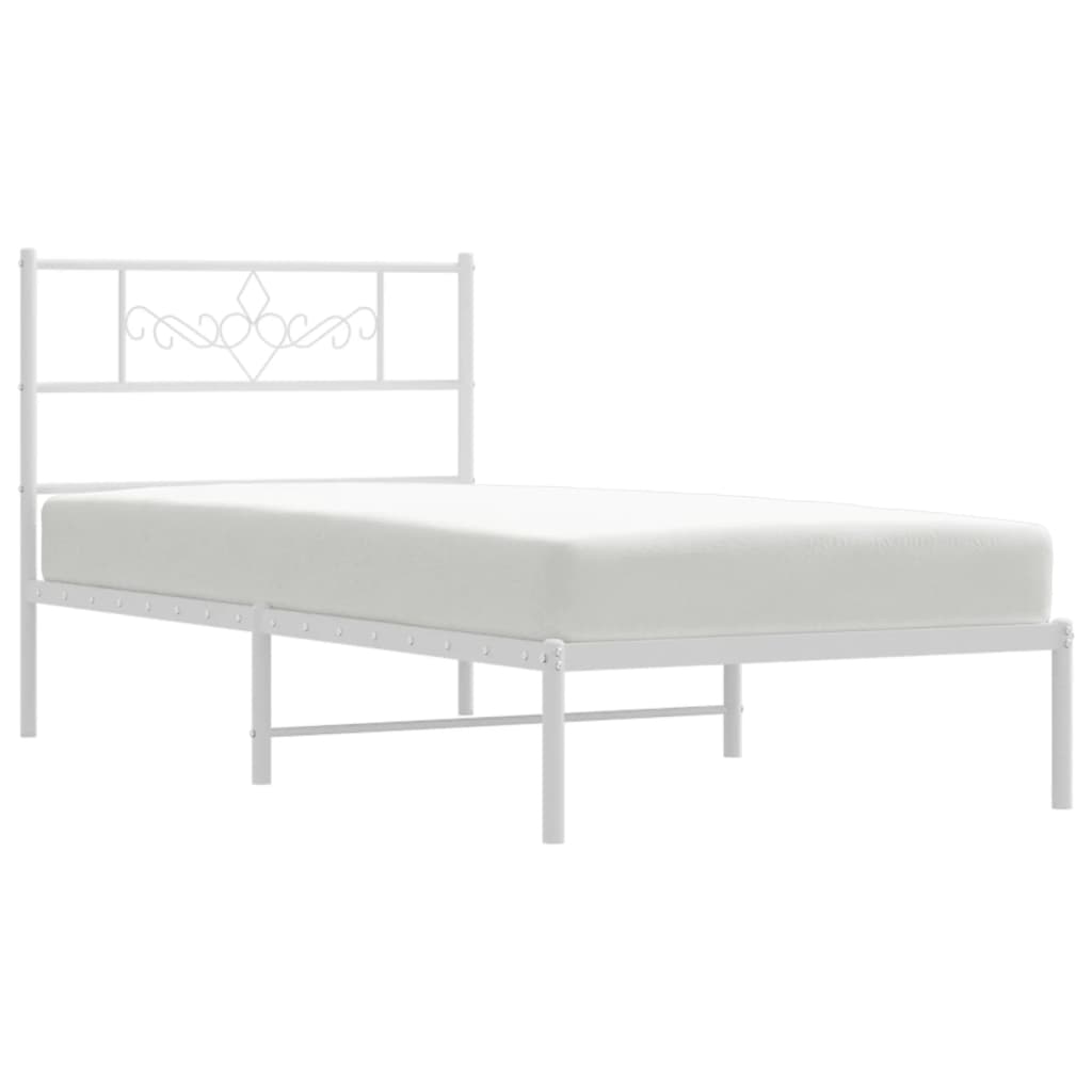 Bedframe met hoofdbord metaal wit 90x200 cm – afbeelding 4