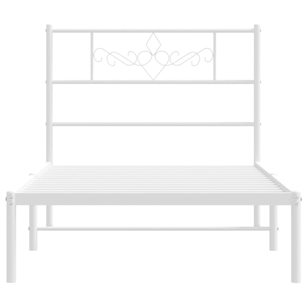 Bedframe met hoofdbord metaal wit 90x200 cm – afbeelding 5