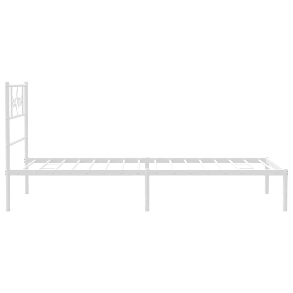 Bedframe met hoofdbord metaal wit 90x200 cm – afbeelding 6