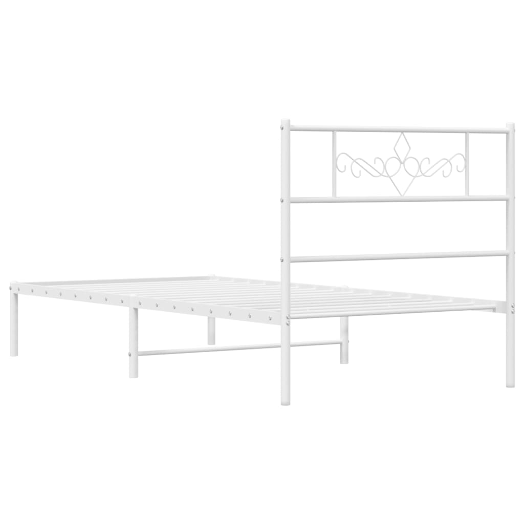 Bedframe met hoofdbord metaal wit 90x200 cm – afbeelding 7