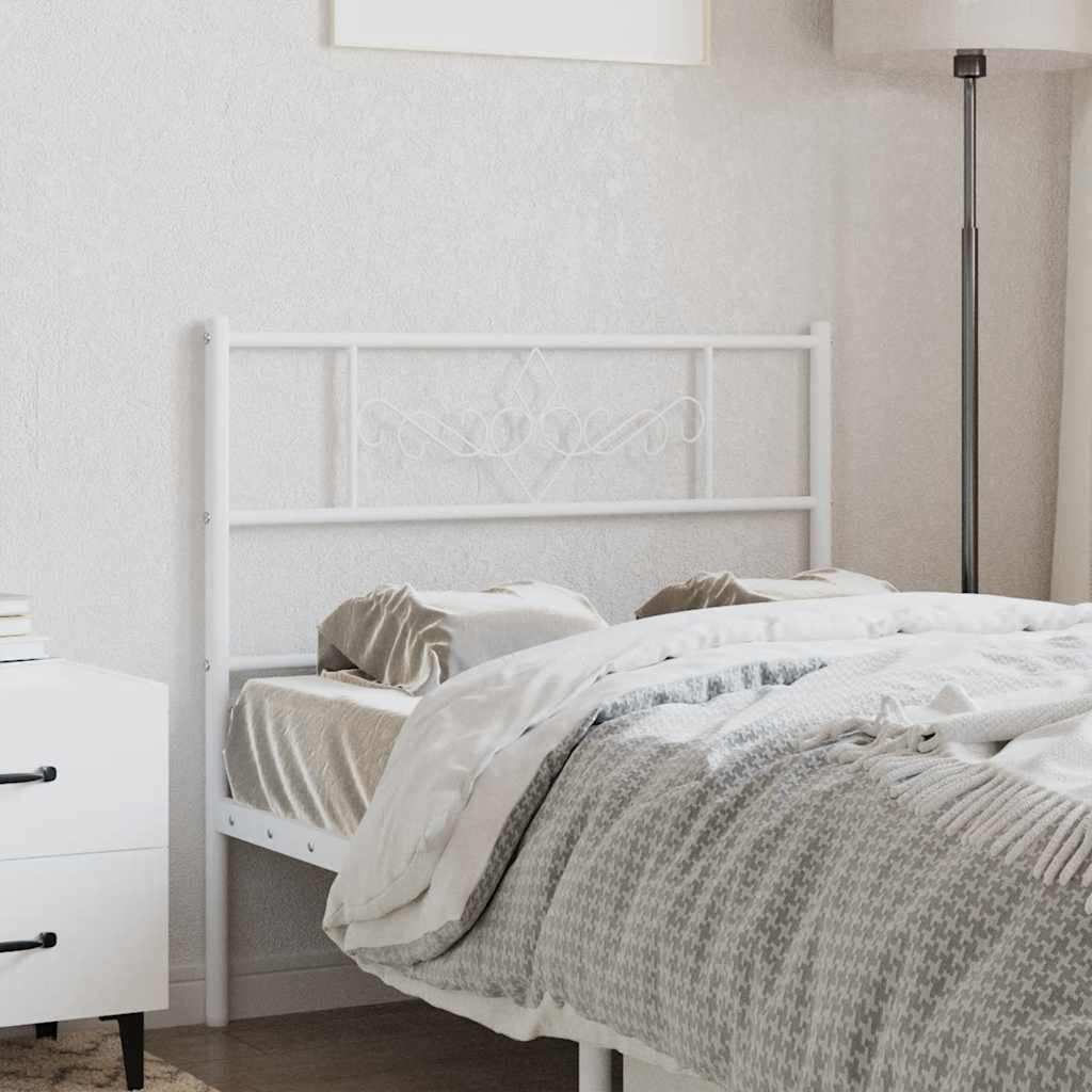 Vervangend hoofdbord 100 cm metaal wit – afbeelding 1