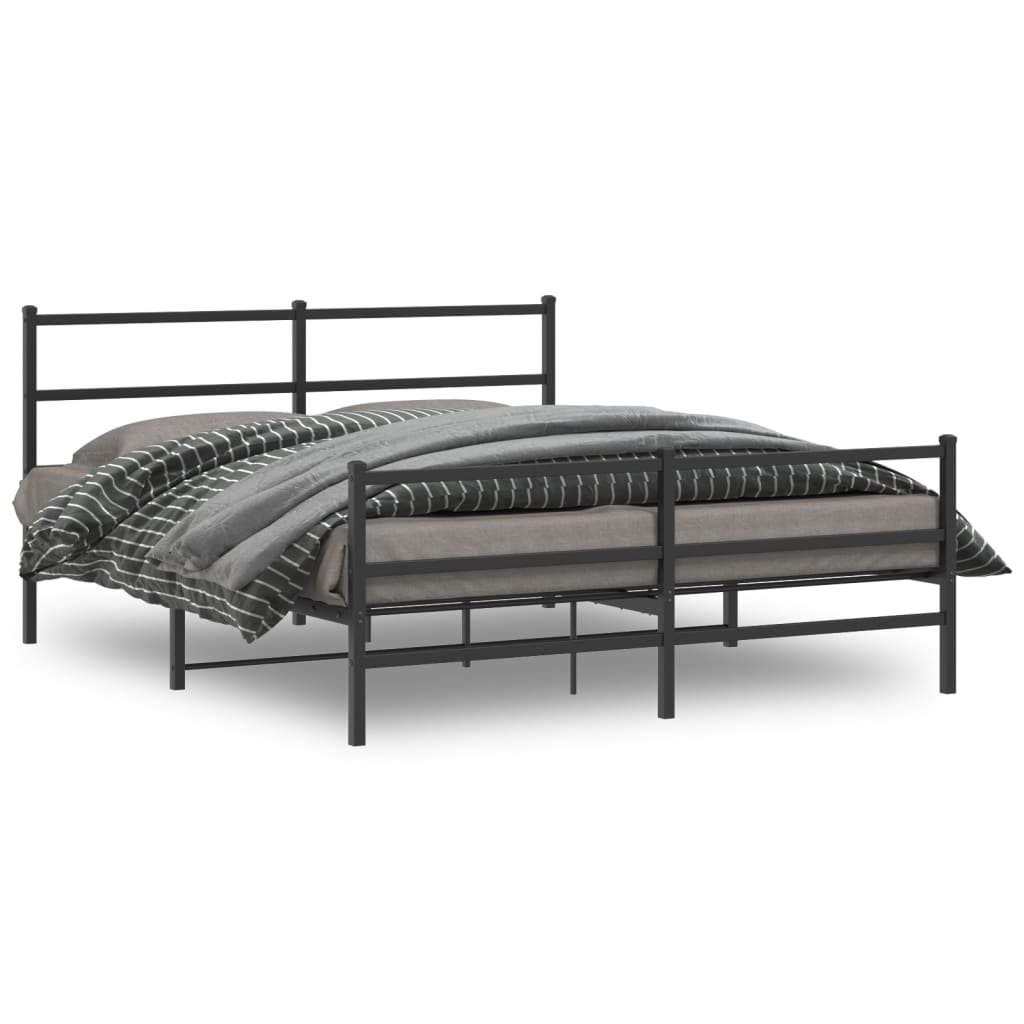 Bedframe met hoofd- en voeteneinde metaal zwart 160x200 cm – afbeelding 1