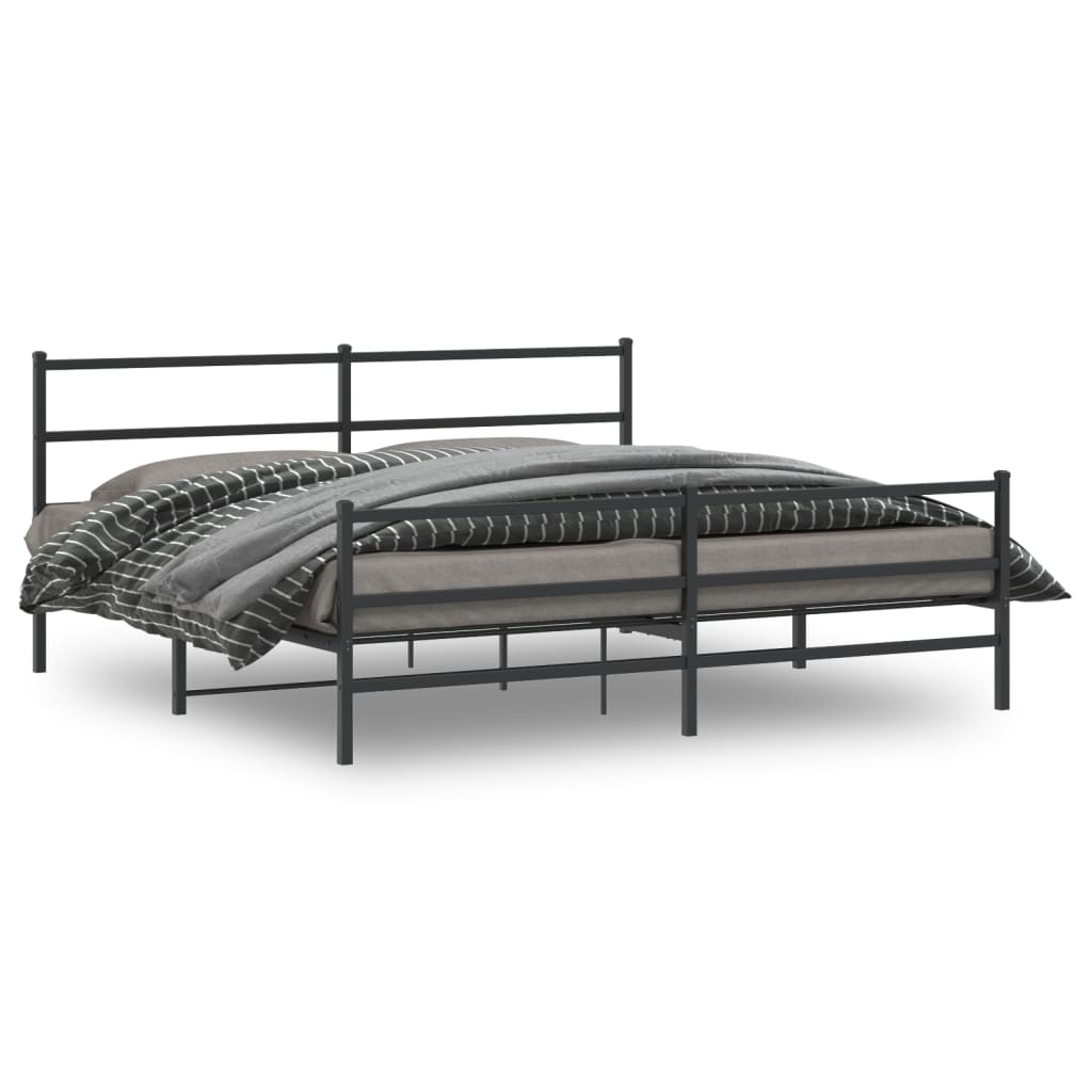 Bedframe met hoofd- en voeteneinde metaal zwart 200x200 cm – afbeelding 1
