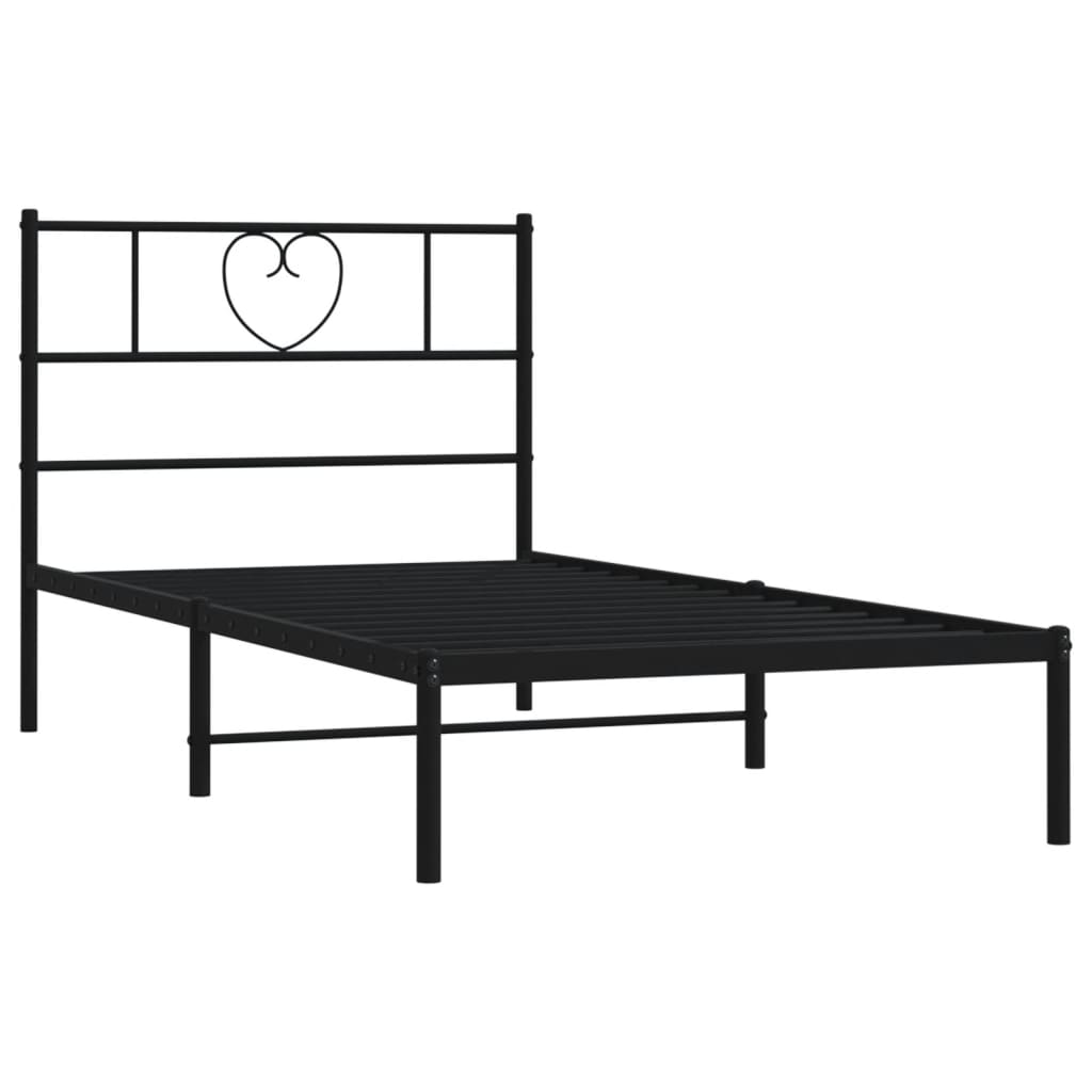 Bedframe met hoofdbord metaal zwart 107x203 cm – afbeelding 4