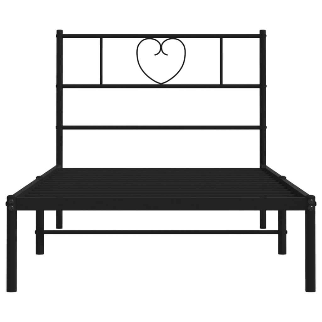 Bedframe met hoofdbord metaal zwart 107x203 cm – afbeelding 5