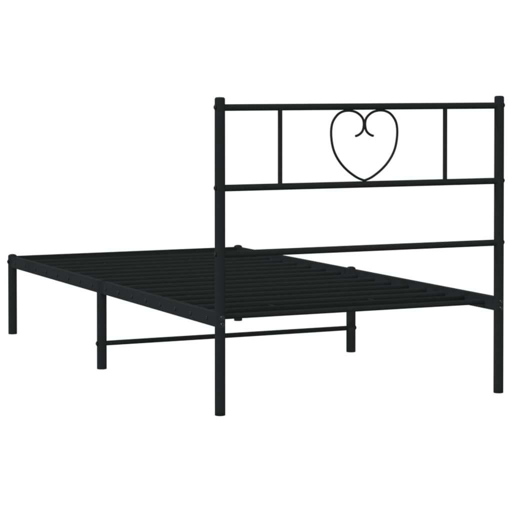 Bedframe met hoofdbord metaal zwart 107x203 cm – afbeelding 7
