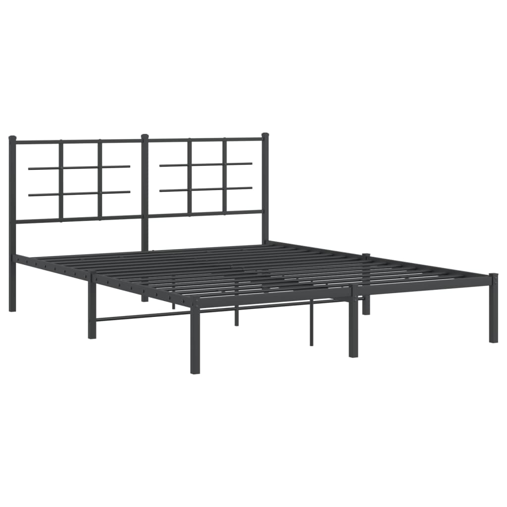 Bedframe met hoofdbord metaal zwart 150x200 cm – afbeelding 3