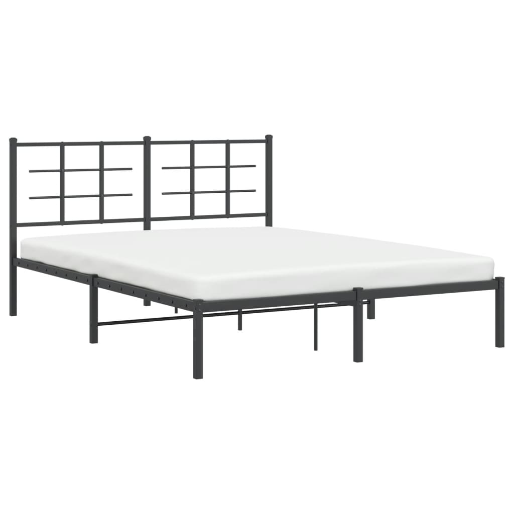Bedframe met hoofdbord metaal zwart 150x200 cm – afbeelding 4