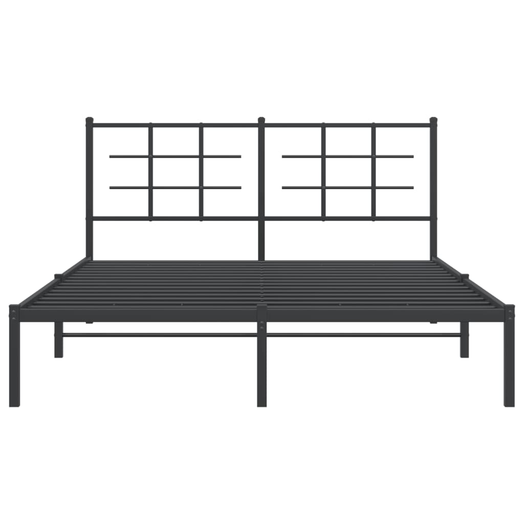 Bedframe met hoofdbord metaal zwart 150x200 cm – afbeelding 5