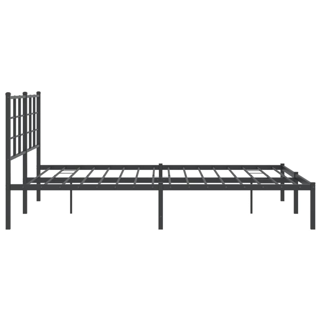 Bedframe met hoofdbord metaal zwart 150x200 cm – afbeelding 6