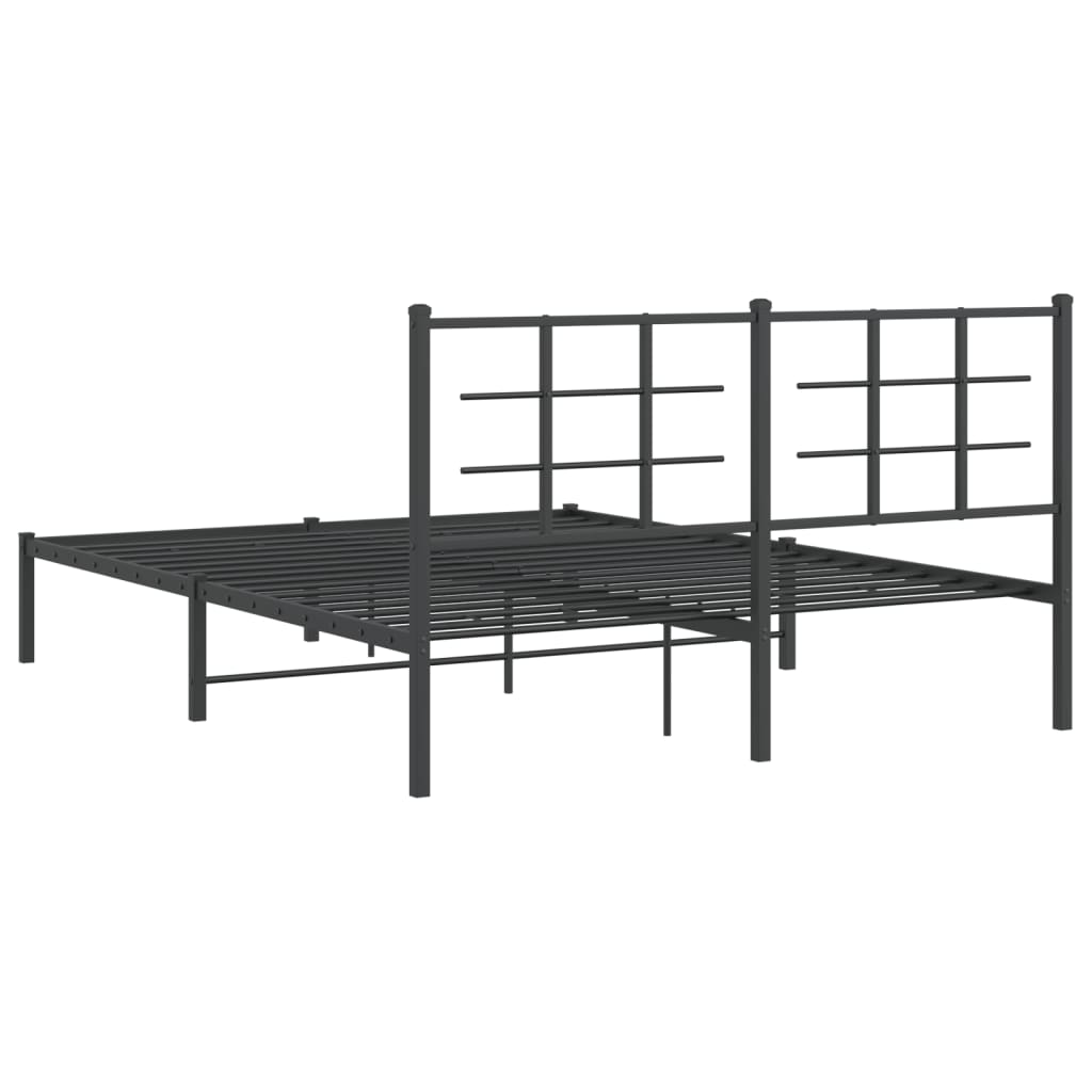 Bedframe met hoofdbord metaal zwart 150x200 cm – afbeelding 7