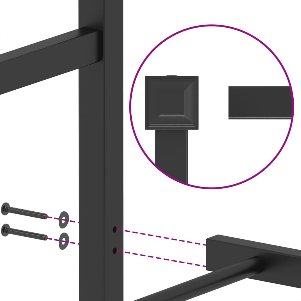 Bedframe met hoofdbord metaal zwart 150x200 cm – afbeelding 9