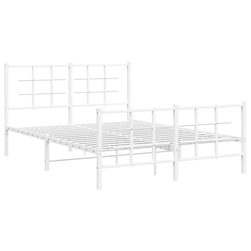 Bedframe met hoofd- en voeteneinde metaal wit 140x190 cm – afbeelding 3