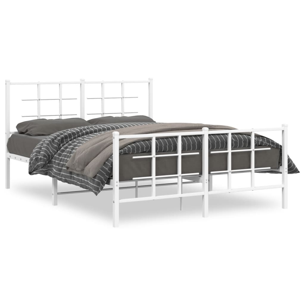 Bedframe met hoofd- en voeteneinde metaal wit 140x190 cm – afbeelding 4