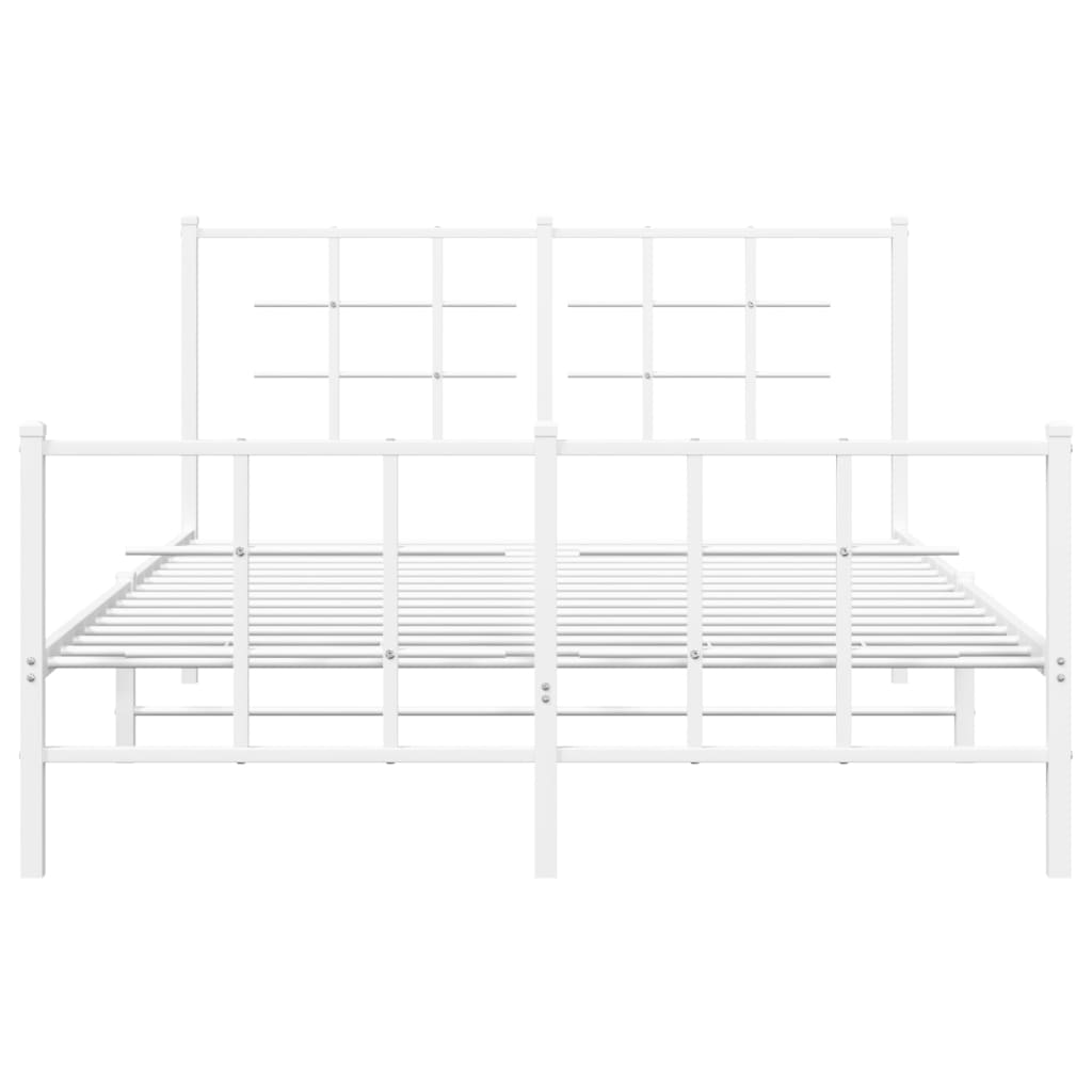 Bedframe met hoofd- en voeteneinde metaal wit 140x190 cm – afbeelding 5
