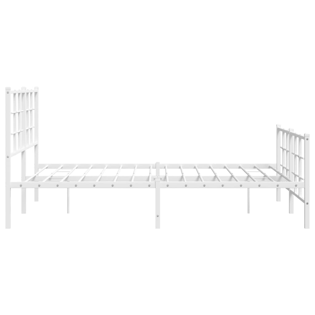 Bedframe met hoofd- en voeteneinde metaal wit 140x190 cm – afbeelding 6