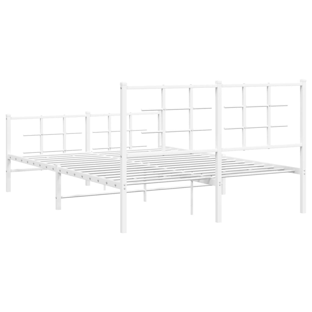 Bedframe met hoofd- en voeteneinde metaal wit 140x190 cm – afbeelding 7