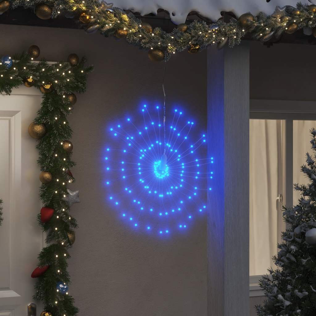 Kerstverlichting vuurwerk 4 st 140 LED's 17 cm blauw