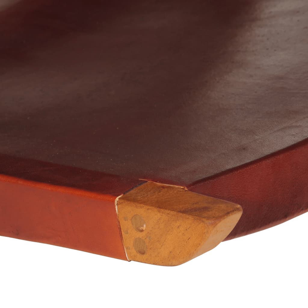 Relaxstoel inklapbaar echt leer donkerbruin – afbeelding 6