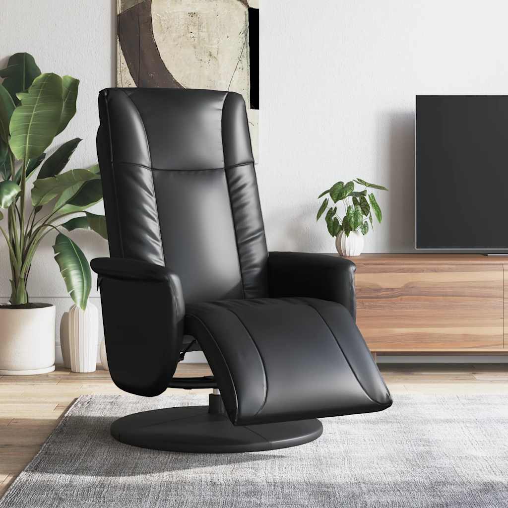 Fauteuil verstelbaar met voetensteun kunstleer zwart