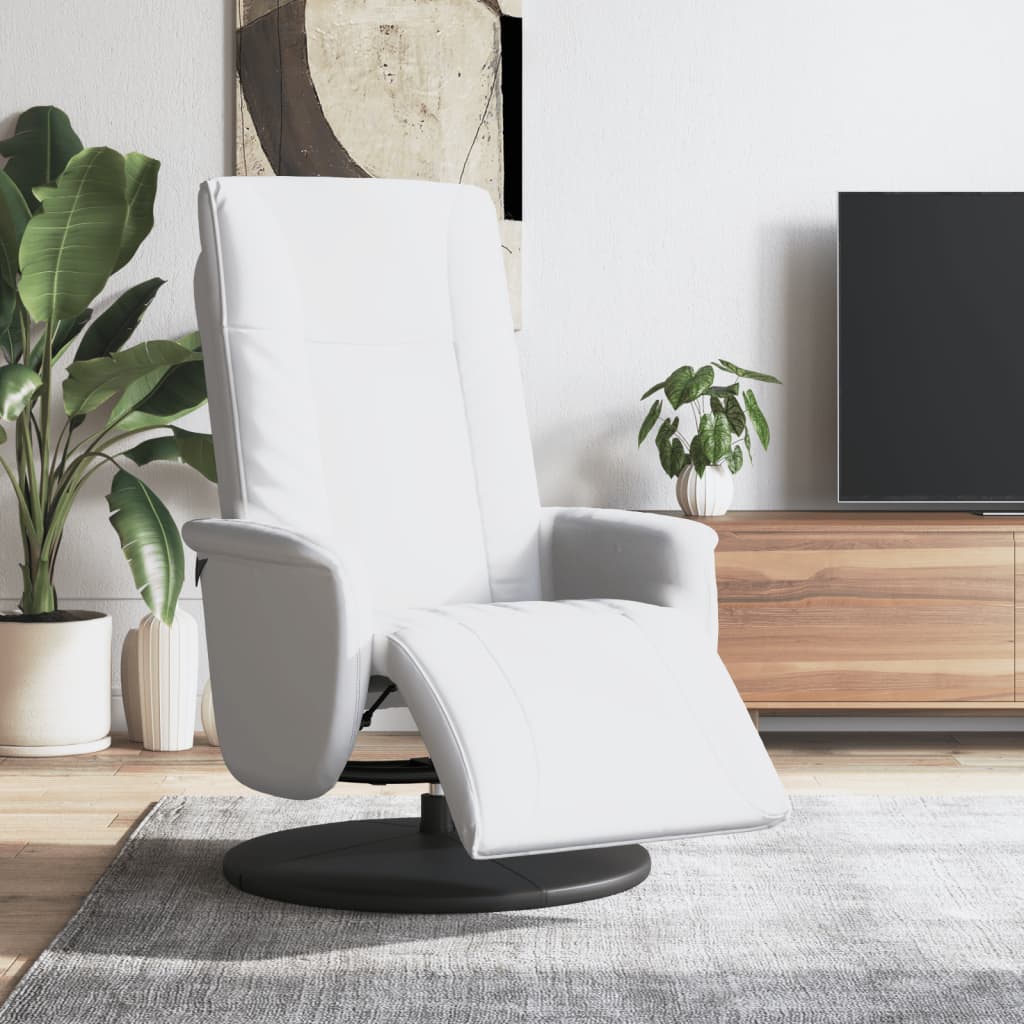 Fauteuil verstelbaar met voetensteun kunstleer wit