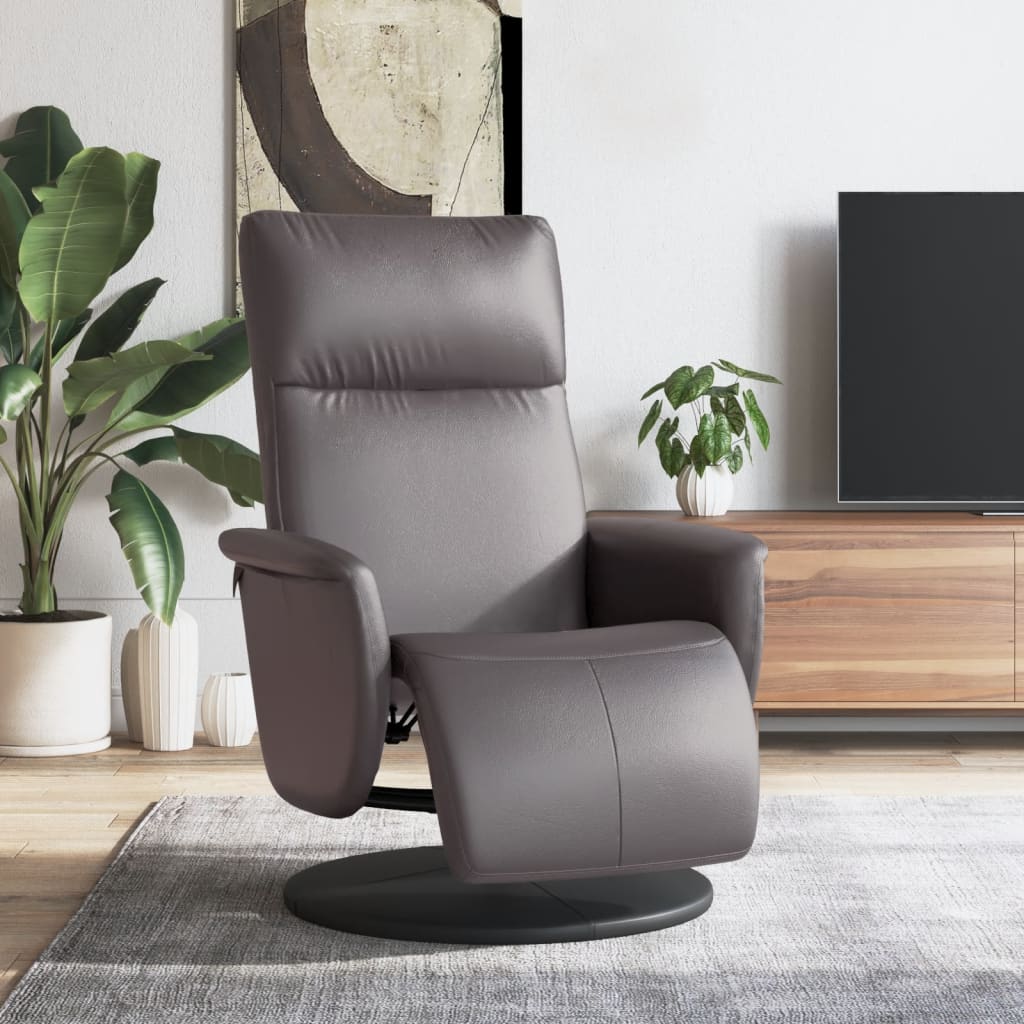 Fauteuil verstelbaar met voetensteun kunstleer grijs