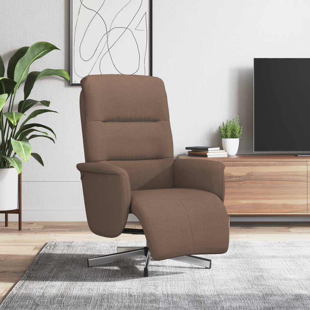 Fauteuil verstelbaar met voetensteun stof bruin