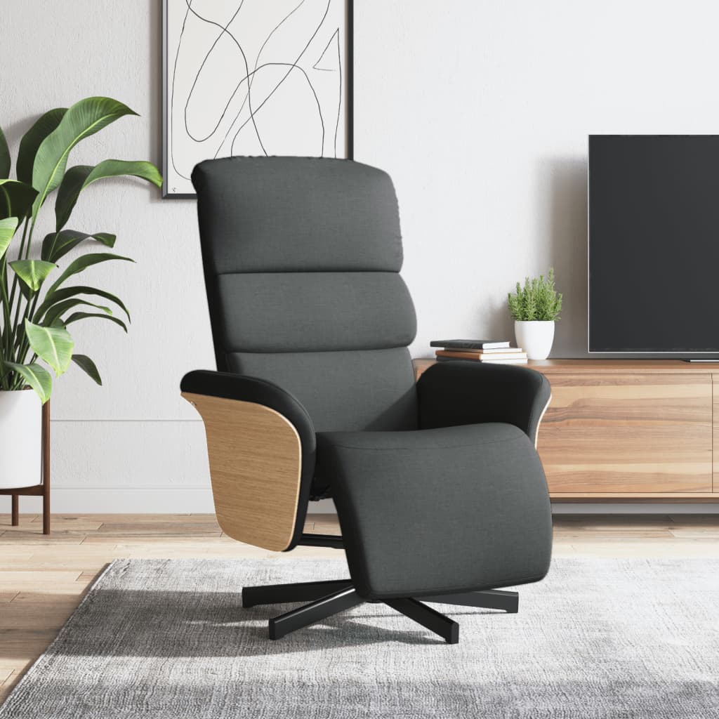 Fauteuil verstelbaar met voetensteun stof donkergrijs