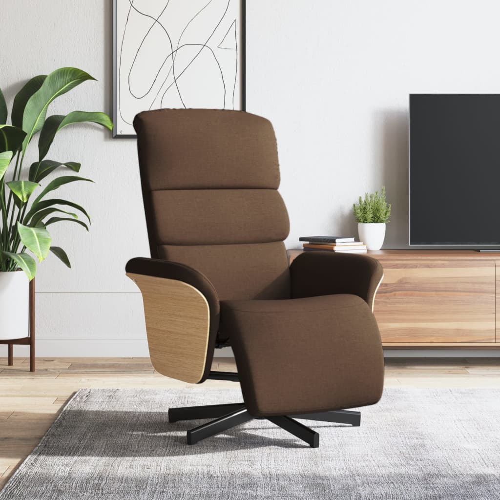 Fauteuil verstelbaar met voetensteun stof bruin