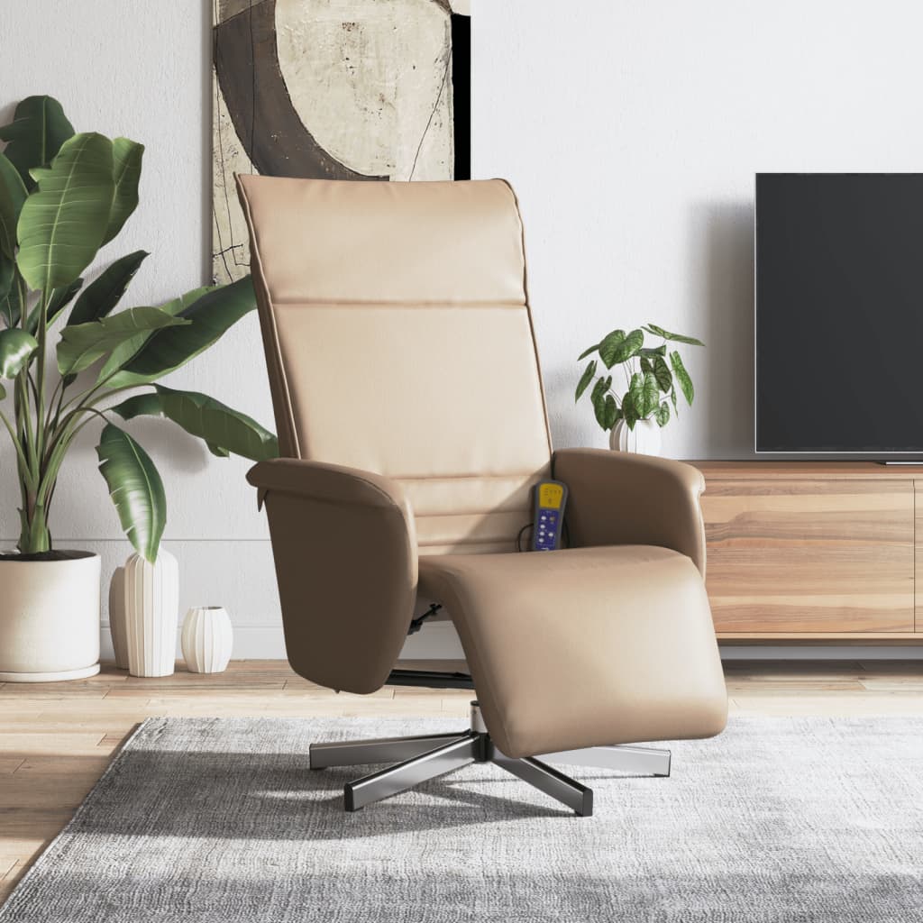 Fauteuil verstelbaar met voetensteun kunstleer cappuccinokleur