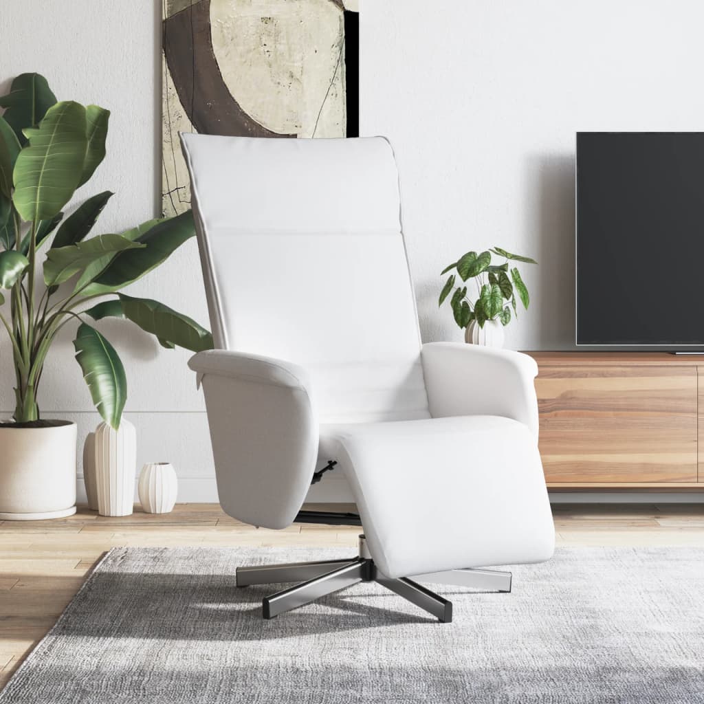 Fauteuil verstelbaar met voetensteun kunstleer wit