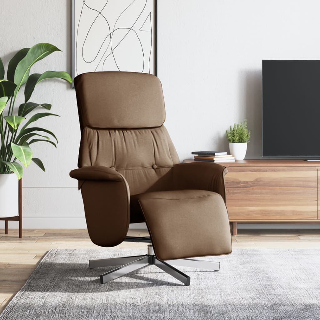 Fauteuil verstelbaar met voetensteun stof bruin