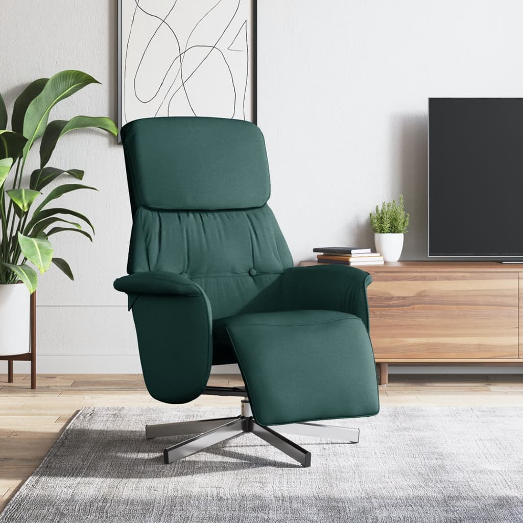 Fauteuil verstelbaar met voetensteun stof donkergroen