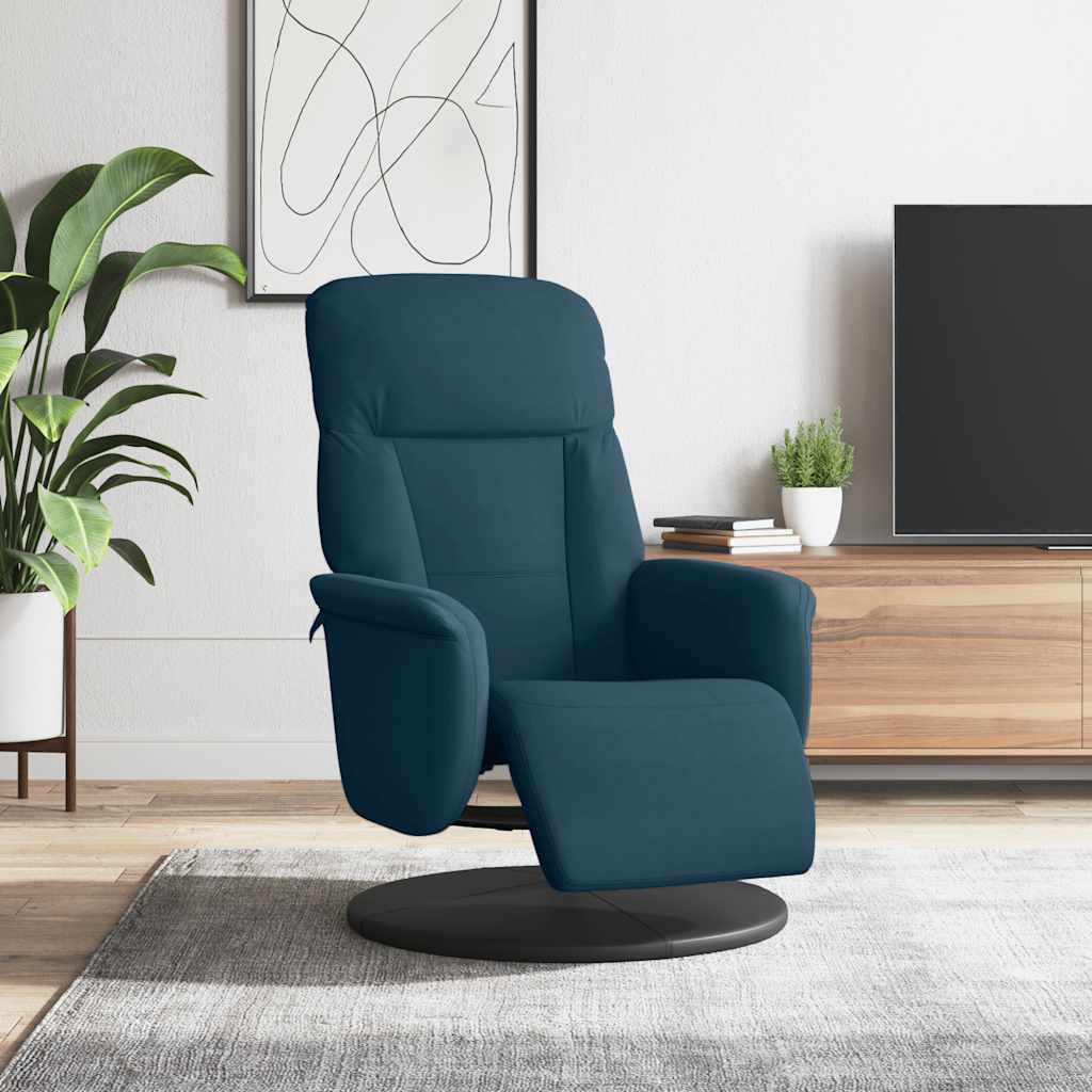Fauteuil met voetensteun verstelbaar fluweel blauw