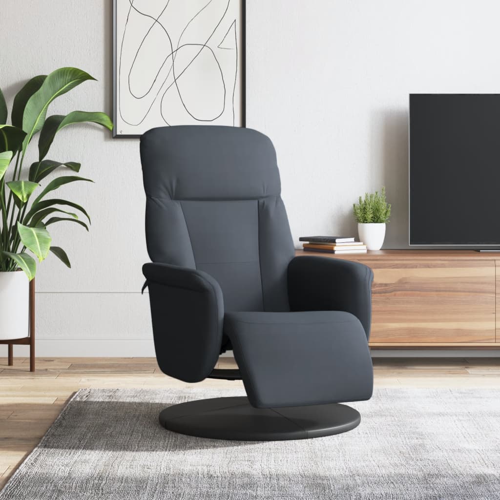 Fauteuil met voetensteun verstelbaar fluweel donkergrijs