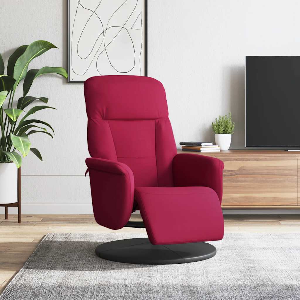 Fauteuil verstelbaar met voetensteun fluweel wijnrood