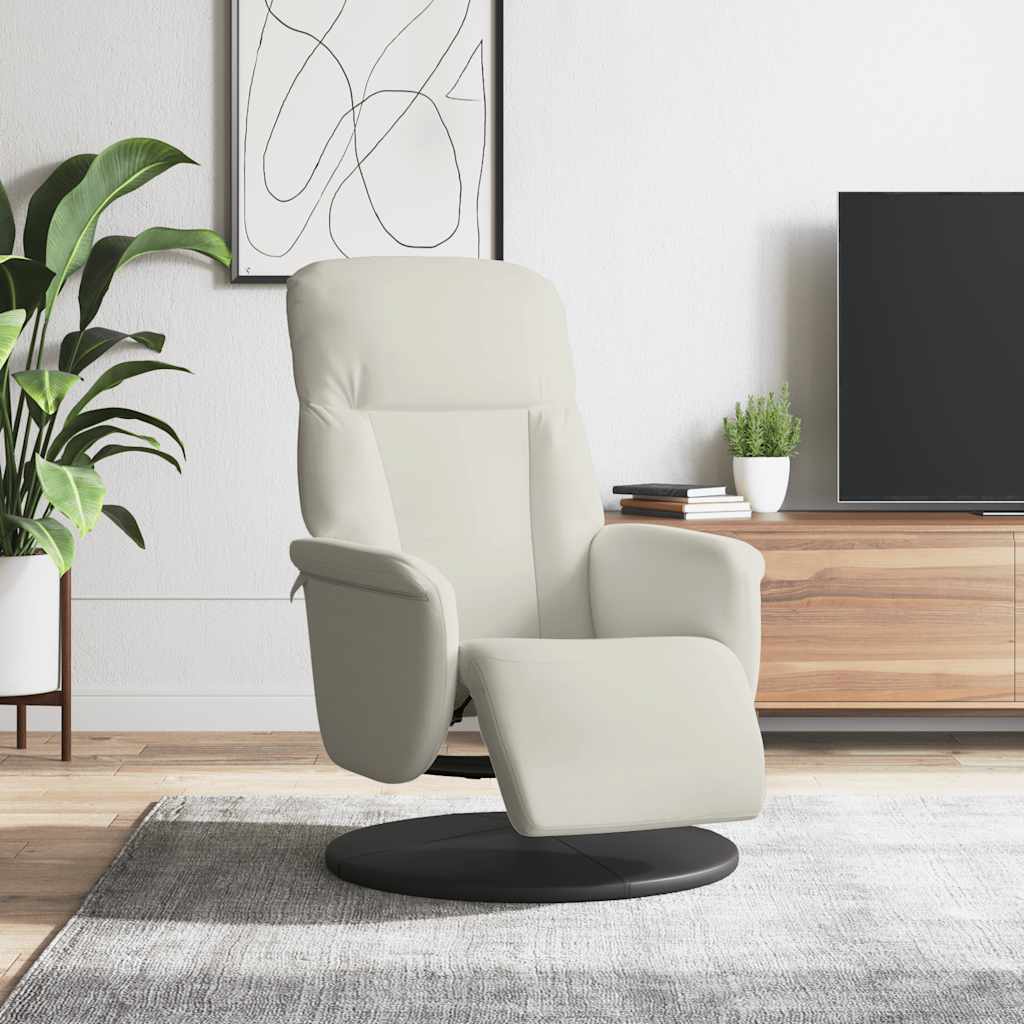Fauteuil met voetensteun verstelbaar fluweel crèmekleurig