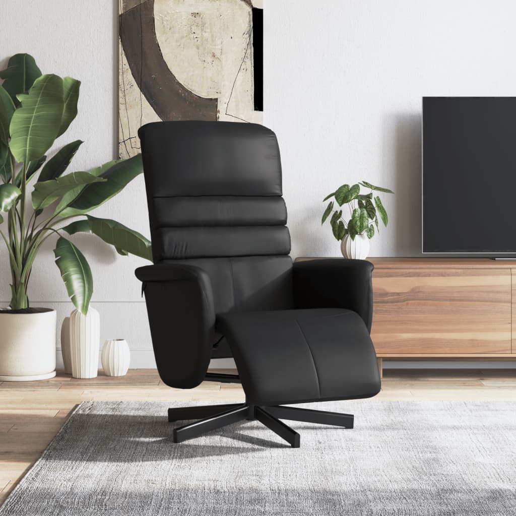 Fauteuil verstelbaar met voetensteun kunstleer zwart