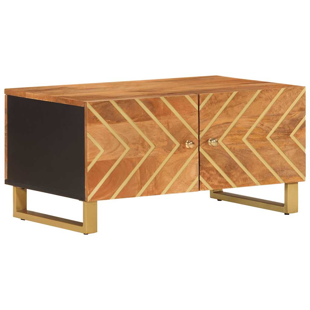 Salontafel 80x50x40 cm massief mangohout bruin en zwart – afbeelding 2