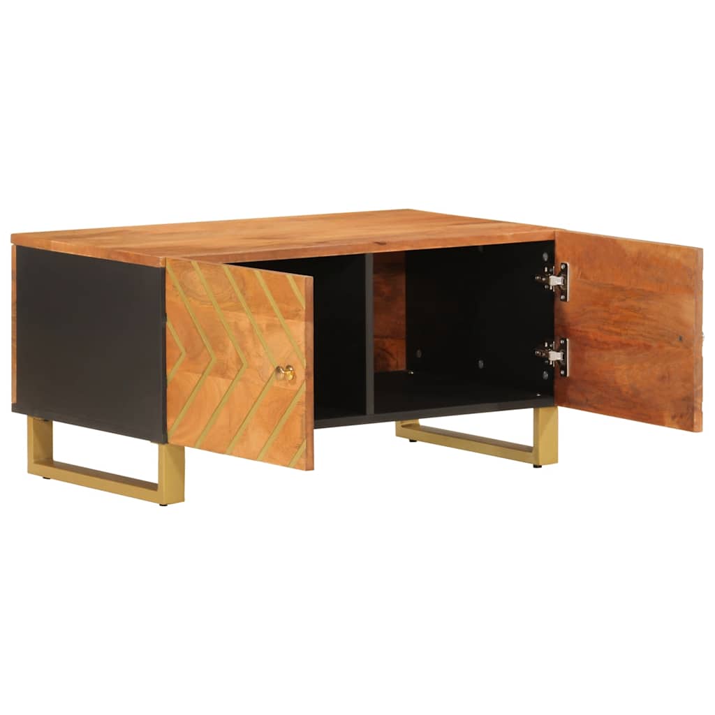 Salontafel 80x50x40 cm massief mangohout bruin en zwart – afbeelding 3