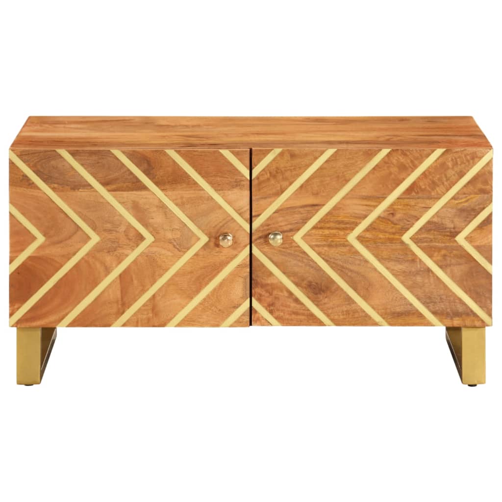 Salontafel 80x50x40 cm massief mangohout bruin en zwart – afbeelding 4