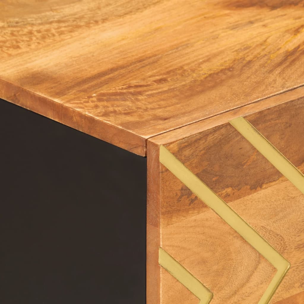 Salontafel 80x50x40 cm massief mangohout bruin en zwart – afbeelding 7