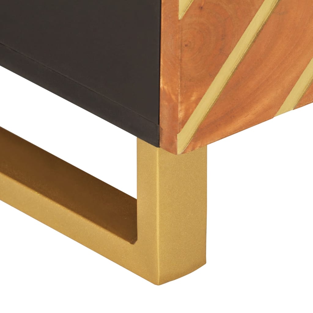 Salontafel 80x50x40 cm massief mangohout bruin en zwart – afbeelding 9