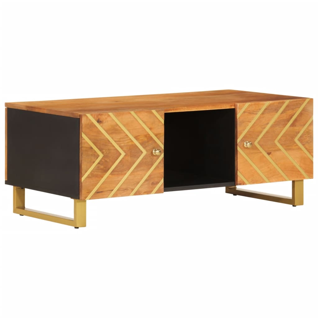 Salontafel 100x54x40 cm massief mangohout bruin en zwart – afbeelding 2
