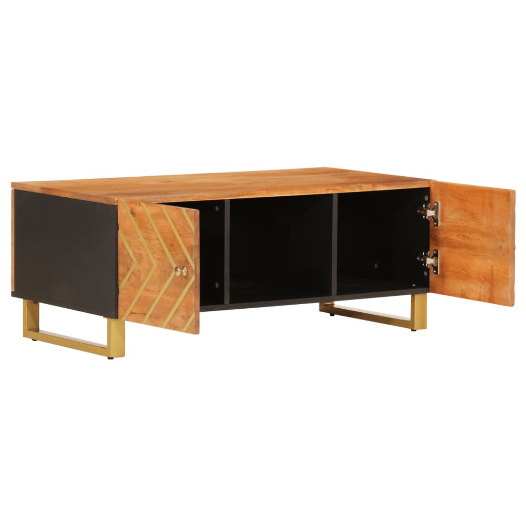 Salontafel 100x54x40 cm massief mangohout bruin en zwart – afbeelding 3