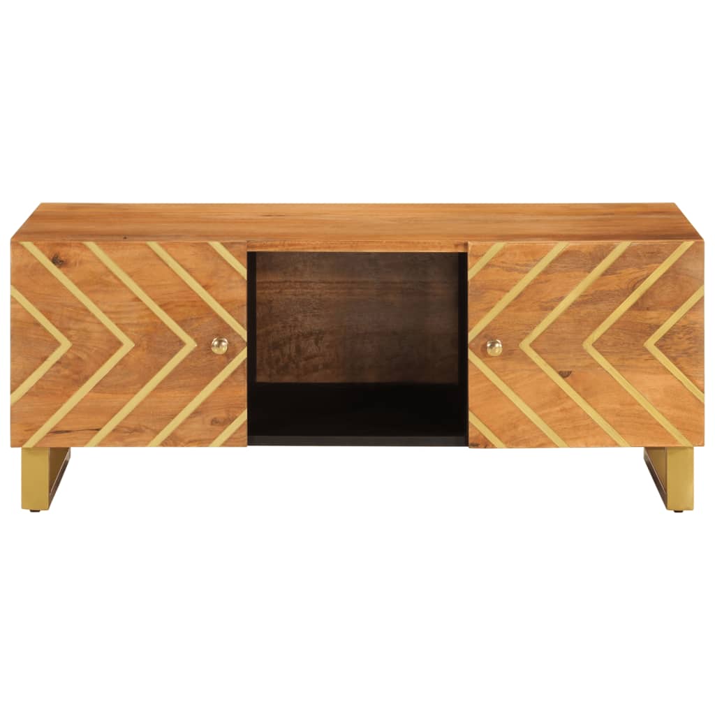 Salontafel 100x54x40 cm massief mangohout bruin en zwart – afbeelding 4