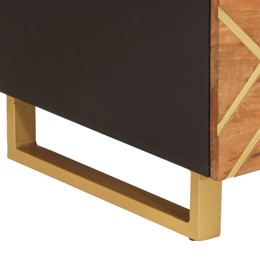 Salontafel 100x54x40 cm massief mangohout bruin en zwart – afbeelding 9