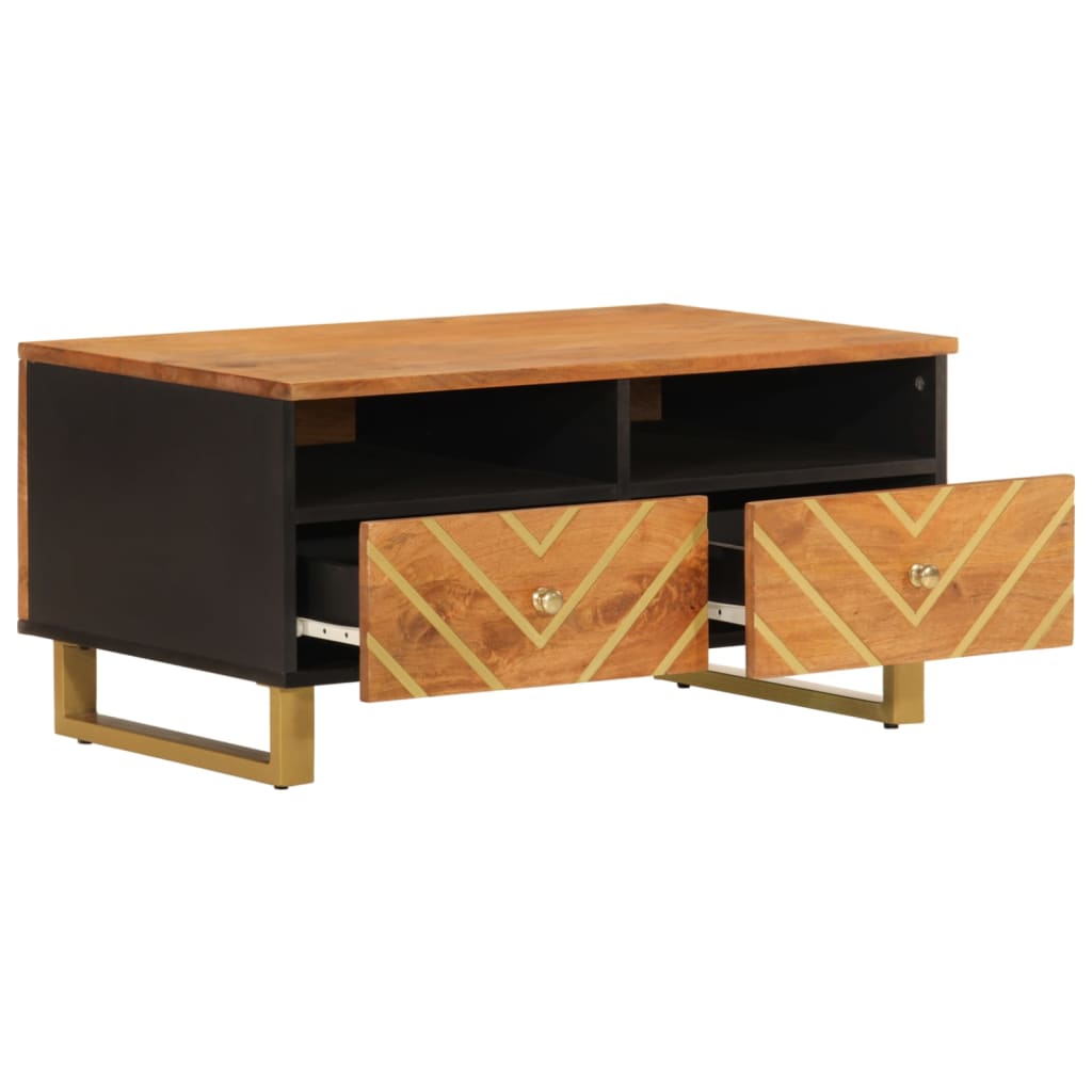 Salontafel 80x54x40 cm massief mangohout bruin en zwart – afbeelding 3