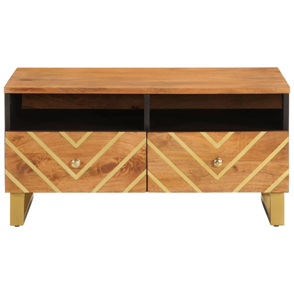 Salontafel 80x54x40 cm massief mangohout bruin en zwart – afbeelding 4