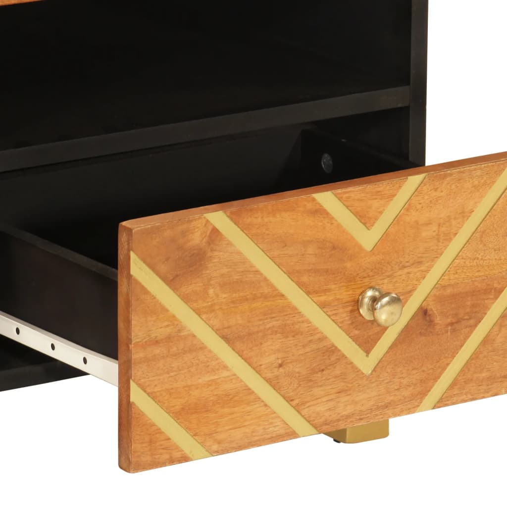 Salontafel 80x54x40 cm massief mangohout bruin en zwart – afbeelding 7